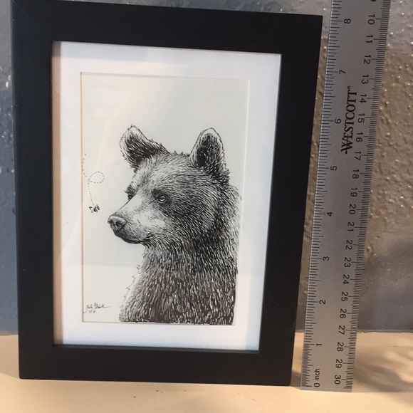 Signed Bear And Bee Pencil Art - Picture 4 of 6